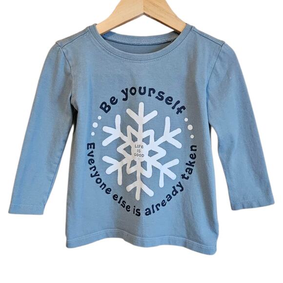Life Is Good Toddler Long Sleeve Shirt Blue Snowflake Graphic Be Yourself 2T - Picture 1 of 4